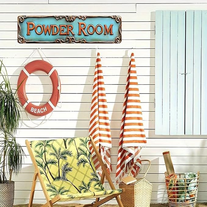 Kexle Vintage Metal Wall Decor Sign "POWDER ROOM" 4 x 16 inches Retro Tin Sign for Home, Bar, Bathroom, Bedroom, Man Cave - Image 2