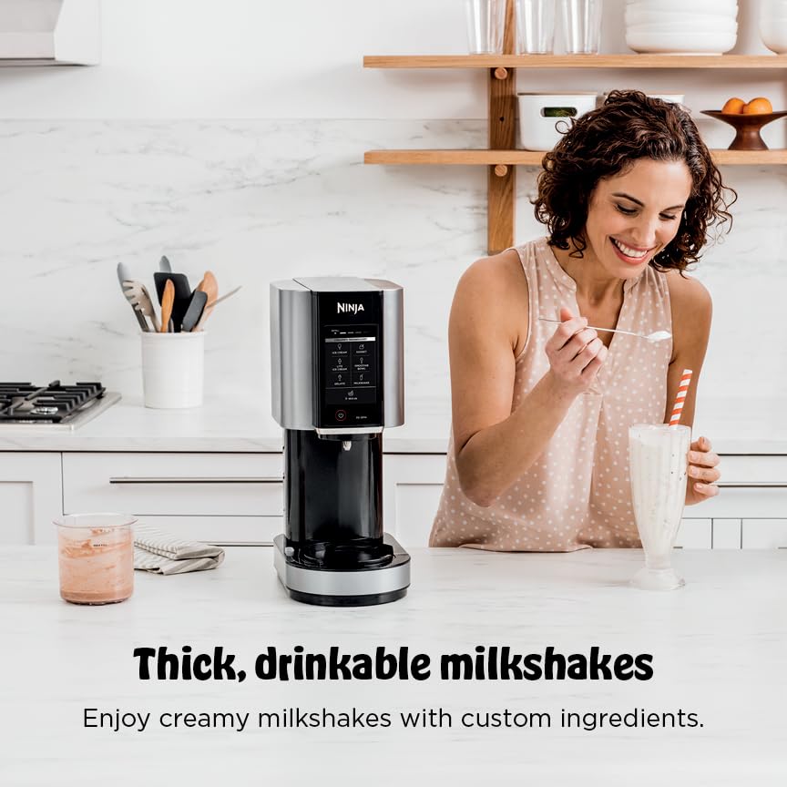 Compact Ice Cream Maker 7 Programs with 2 Pint Containers for Gelato Sorbet Milkshake Smoothie Bowls Silver
