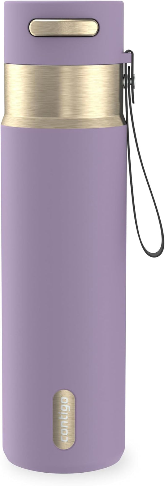 Contigo AutoSeal 24 oz Stainless Steel Vacuum-Insulated Water Bottle with Leakproof Push-Button Spout & Lock, Carry Strap, BPA-Free & Lead-Free, Dishwasher Safe by Unknown
