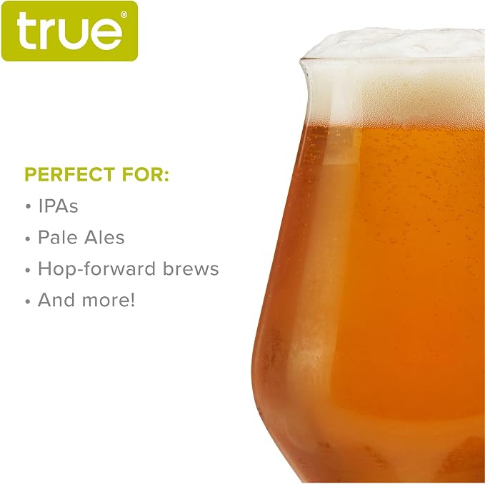 True IPA Beer Glasses, Clear Pint Glasses for IPAs, Pilsners, Pale Ales, Stouts, Game Night, Beer Gifts for Men, BBQ Outdoor Party, Holiday, Stylish Home Bar Glassware, 16 oz, Set of 4 - Image 4