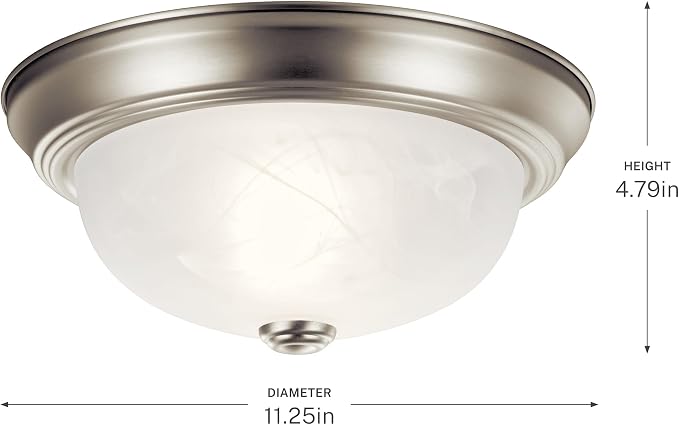Kichler 11.5" 2-Light Flush Mount Light, Brushed Nickel - Image 7