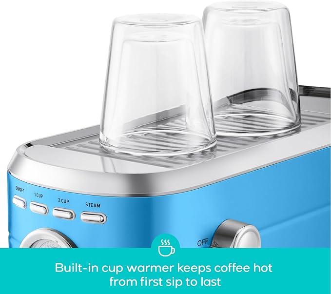 CASABREWS CM5418 Espresso Machine 20 Bar, Stainless Steel Espresso Maker with Milk Frother Steam Wand, Professional Coffee Machine with 34oz Removable Water Tank, Gift for Him, Gift for Friend, Blue