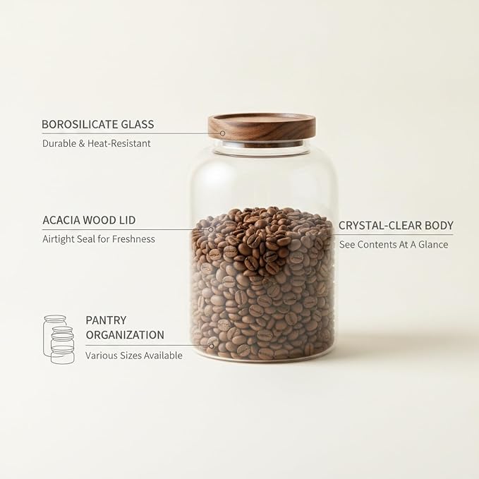 Store Dry Pantry Staples in This Borosilicate Glass Jar with Acacia Wood Lid - Image 5