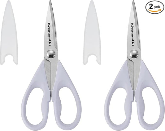 KitchenAid All Purpose Kitchen Shears with Protective Sheath Durable Stainless Steel Scissors,Dishwasher Safe,Soft Grip Comfort Handle,8.72 Inch,Lavendar Cream,(Pack of 2) by Unknown