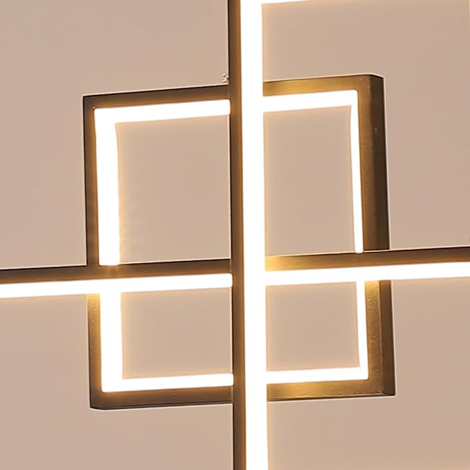 ORANOOR Modern LED Chandeliers, 39inch Dimmable Linear Black Pendant Lights | 39in Square Black Gold Dining Room Hanging Light Fixture, Kitchen Island Pendant Light for Dining Table Bar (3000lm/ 50W) - Image 9