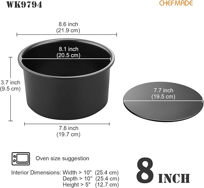 CHEFMADE Round Cake Pan, Nonstick 8-Inch with Removable Loose Bottom Chiffon Bakeware - Image 2