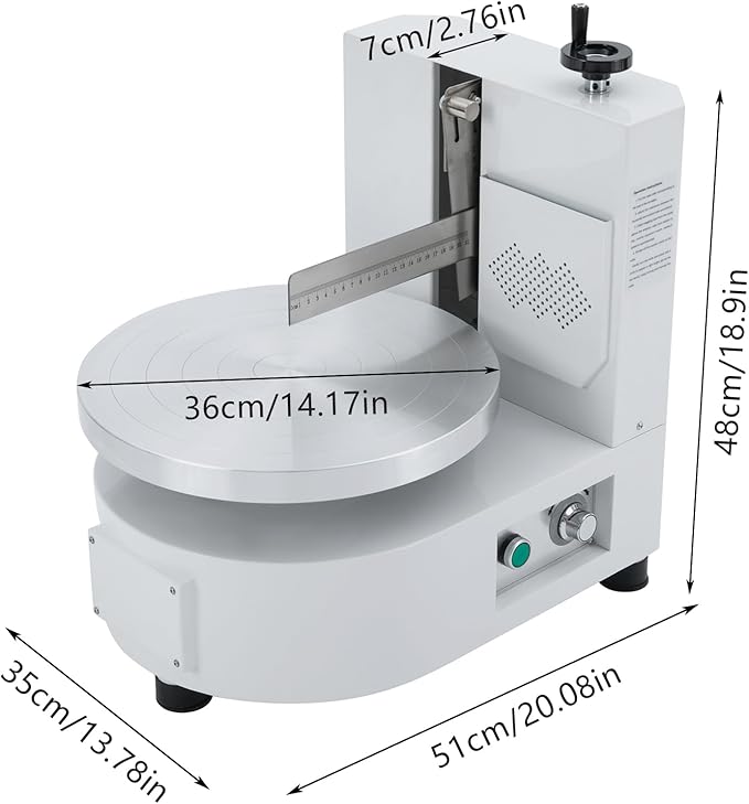 Cake Decorating Coating Machine with Graduated Scraper, 0-200RPM Rotating Speed Cream Spreading Automatic Frosting Turntable for 4-12inch Cakes (White)