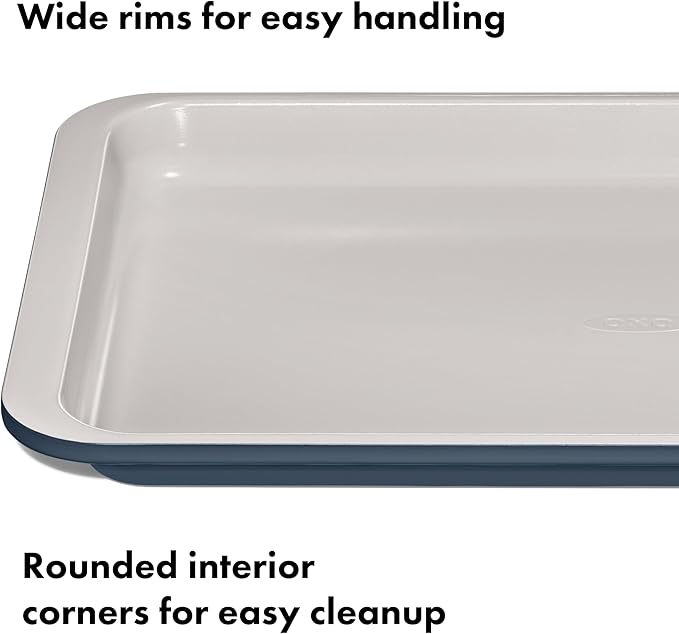 OXO Good Grips Non-Stick Pro Ceramic Coated Metal Bakeware Jelly Roll Pan – Storm Blue - Image 5