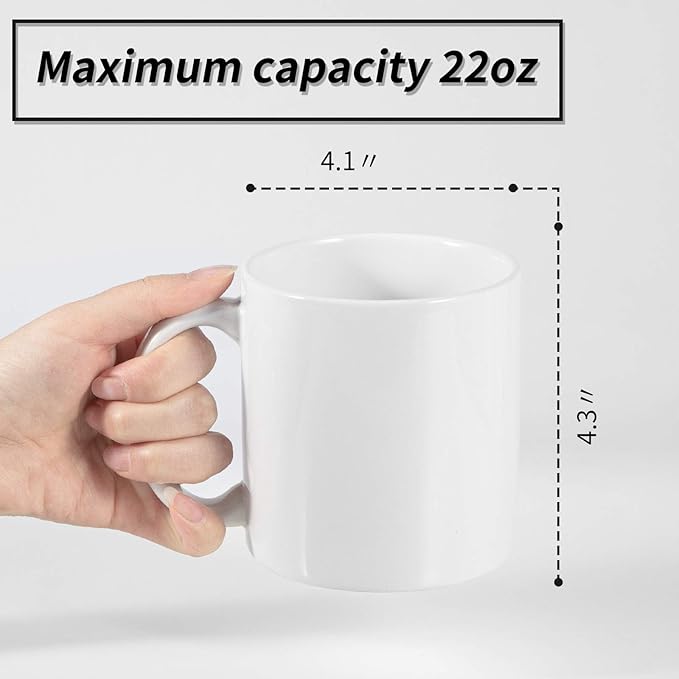 BYCNZB 22oz white Super Large Ceramic Coffee Mugs Large Handles Set of 4 - Image 3