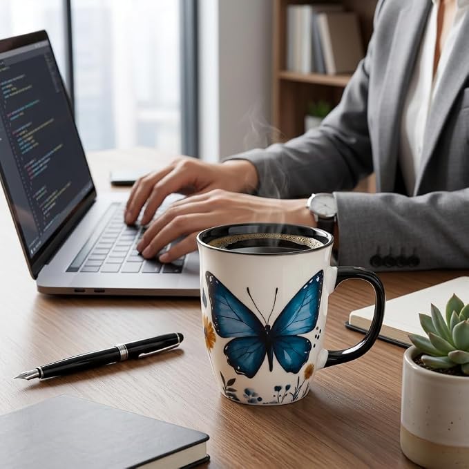 Butterfly Mug - Ceramic Heat Sensitive Tea Cup, 16oz Cute Magic Coffee Mugs, Butterfly Gifts for Women, Mothers' Day & Easter Gift Idea - Image 7