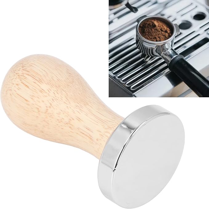 49mm Coffee Tamper, Stainless Steel Espresso Tamper Coffee Press Tool with Wooden Handle Espresso Machines Accessory
