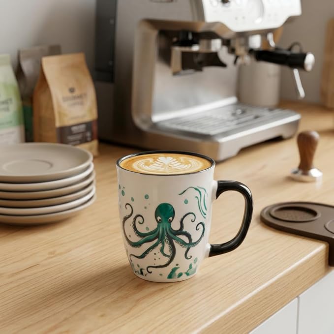 Ceramic Color Changing Cups - Funny Octopus Mug for Men, 15 oz Cool Coffee Mugs, Octopus Gifts for Men Dad Son, Father's Day Birthday Gift Idea - Image 4