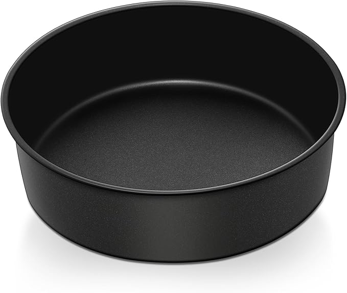 P&P CHEF 8 Inch Cake Pan Set, 1Pc Non-stick Round Baking Cake Pans Tins | Stainless Steel Core & Nonstick Coating, Good for Baking Layer Tier Cakes for Birthday Wedding, Deep Side & One-piece Design by PPCHEF
