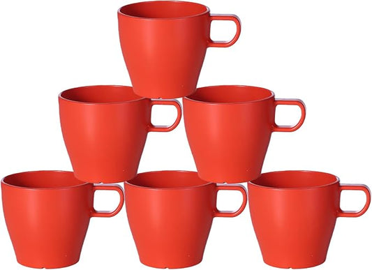 10 oz Coffee Cups Eco-Friendly, Shatter-Resistant Mug with Hanging Ears | Thickened Porcelain-Like Material | Suitable for Both Commercial and Home use(6-pack)(Red) by GESHUPOR
