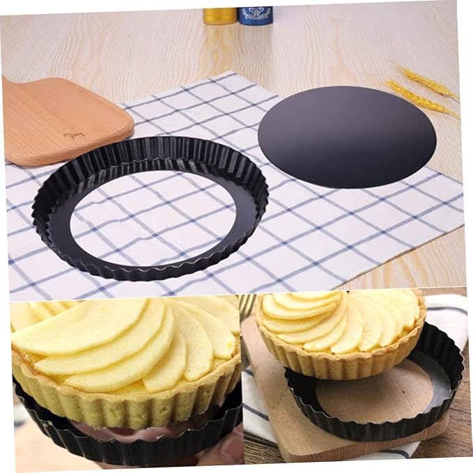 Garneck 4pcs Non-stick Baking Pan and Tart Dish Removable Bottom for Cakes Pies and Quiches Home Kitchen and Bakery - Image 3