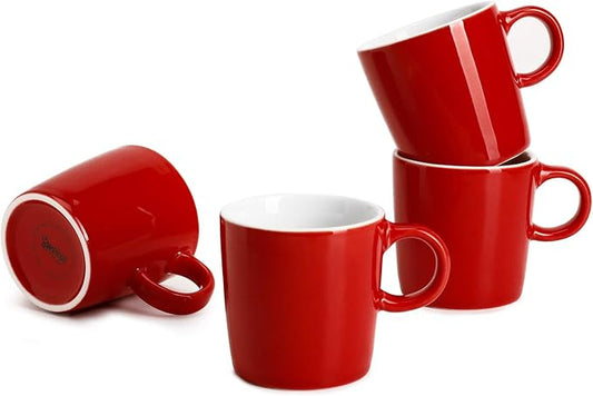 Sweese 3.5oz Porcelain Espresso Cups Set of 4, Mini Coffee Mugs Demitasse Cups - Red by Sweese
