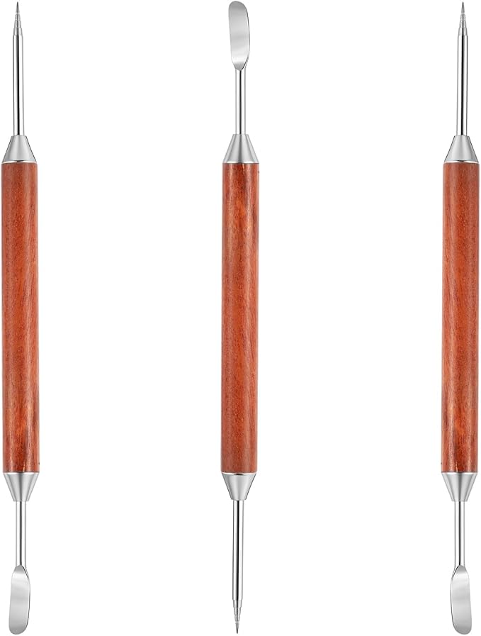3PCS Latte Art Pen, Stainless Steel Dual-Ended Coffee Drawing Pen with Wood Handle Latte Art Tools Espresso Designs Barista Accessories Coffee Tool for Home Cafe Bar