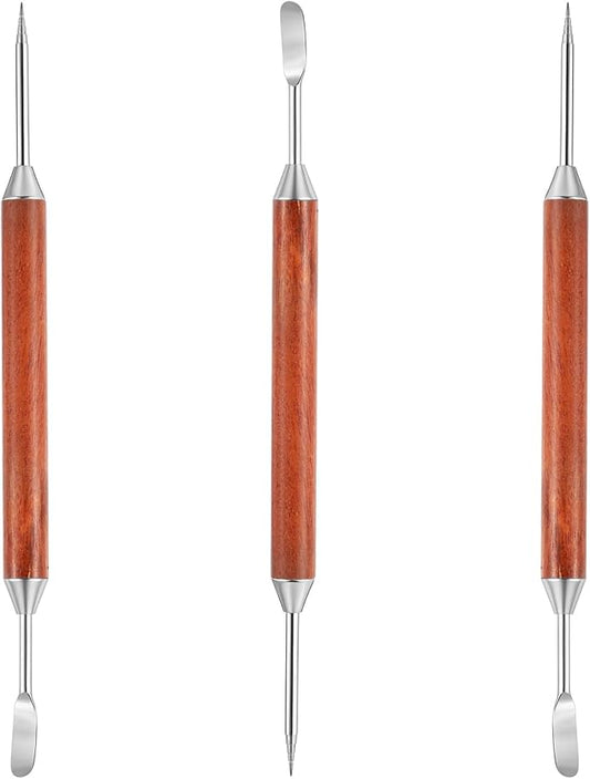 3PCS Latte Art Pen, Stainless Steel Dual-Ended Coffee Drawing Pen with Wood Handle Latte Art Tools Espresso Designs Barista Accessories Coffee Tool for Home Cafe Bar