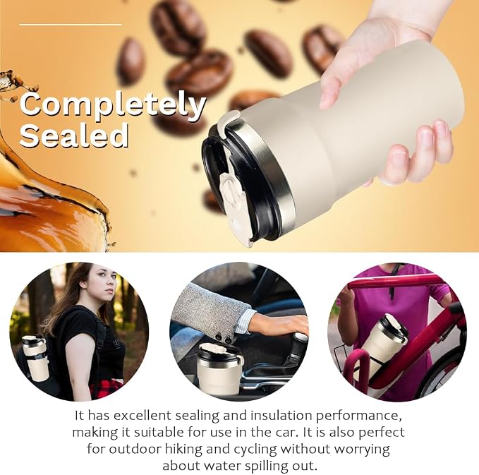 SPLMIFA Travel Coffee Mugs Leak-Proof, Reusable Coffee Cups with Lids, Stainless Steel Vacuum Insulated Coffee Tumblers, Thermal Insulation Cups for Men and Women Hot & Cold Drinks(4th-White, 16OZ) - Image 5