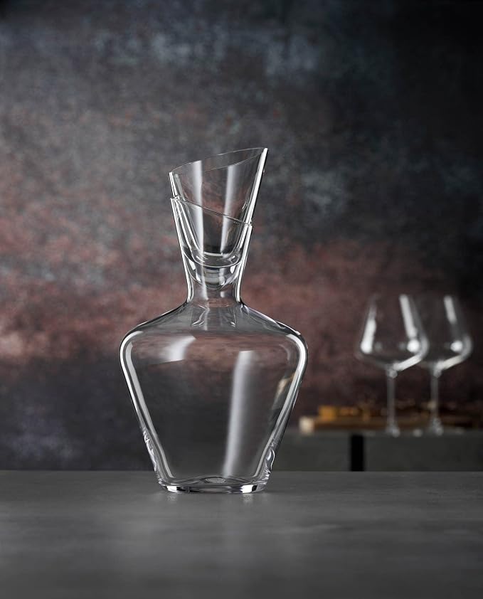 Spiegelau Definition Crystal Wine Decanter with Stopper, Elegant Carafe for Red and White Wine, Modern Glass Pitcher for Wedding Gifts, Housewarming, Home Bar, Hosting, 33 oz (1 L), Set of 1 - Image 4