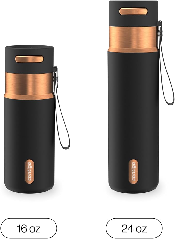 Contigo AutoSeal 24 oz Stainless Steel Vacuum-Insulated Water Bottle with Leakproof Push-Button Spout & Lock, Carry Strap, BPA-Free & Lead-Free, Dishwasher Safe - Image 5