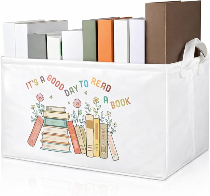 Marsui Book Lover Gifts It's a Good Day to Read Book Storage Basket to Be Read List Storage Bin Bookish Accessories Bookworm Gift for Club Members Student Teacher Reading Accessories by Marsui