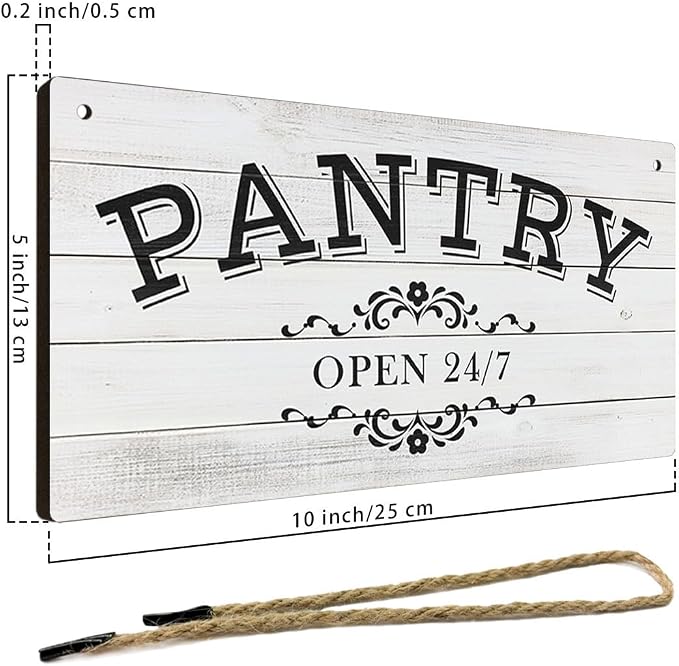 Pantry Sign Rustic Wall Art Print Wooden Signs Funny Home Decor Vintage Poster Retro Hanging Plaque for Farmhouse Kitchen Cafe Bar Grocery Coffee Corner 10x5 Inch (Retro Gray White Wood Grain) - Image 2