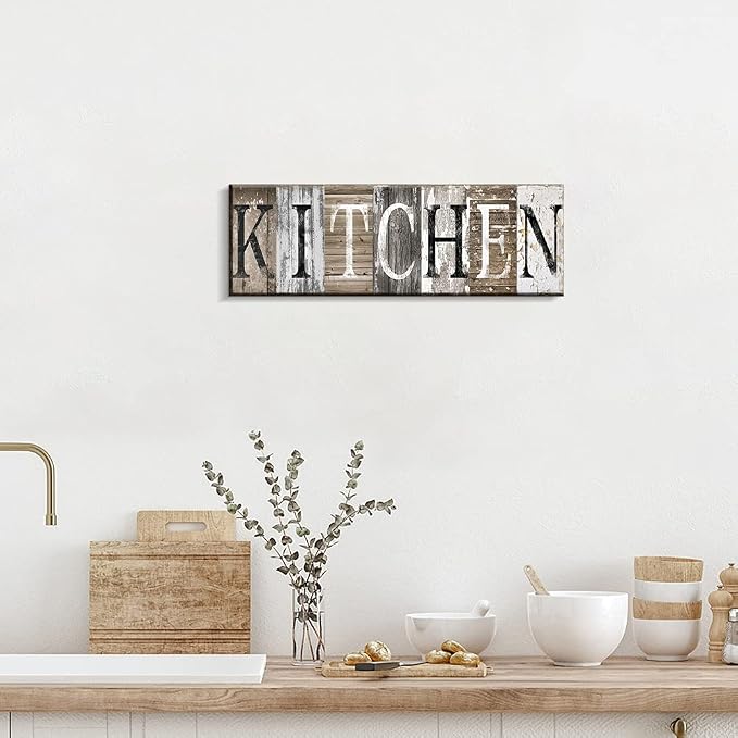 Pinetree Art Rustic Farmhouse Kitchen Wall Decor Canvas Prints Kitchen Signs Wall Decor (With Solid Wood Inner Frame) - Image 3