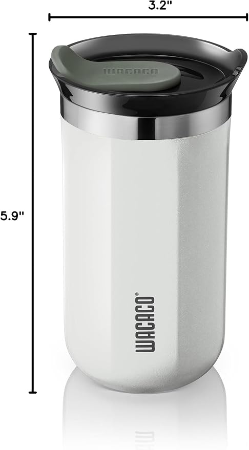 WACACO Octaroma Lungo Vacuum Insulated Coffee Mug, Double-wall Stainless Steel Travel Tumbler With Drinking Lid, 10 fl oz(300ml), Ceramic White - Image 8