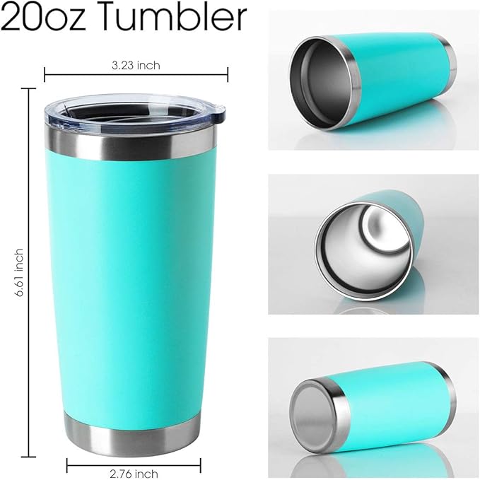 HASLE OUTFITTERS 20oz Tumblers Bulk Stainless Steel Cup with Lid Double Wall Vacuum Insulated Coffee Mug for Cold & Hot Drinks 1 Pack, Light Blue - Image 2