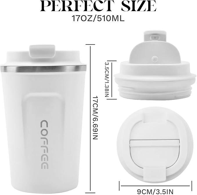 Insulated Travel Coffee Mug, Stainless Steel Coffee Cup with Leakproof Lid | Double-wall insulation keeps drinks hot or cold for hours, with a leakproof lid and portable stainless steel design - Image 4