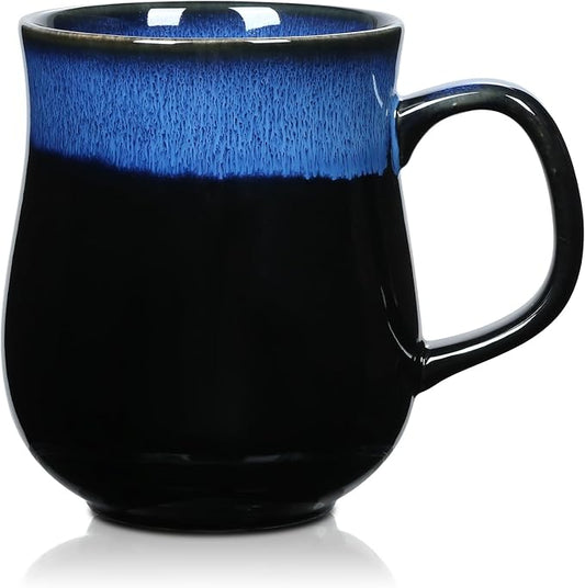 28 Oz Extra Large Ceramic Coffee Mug with Big Handle(Starry Blue) | Handmade Glazed Oversized Tea Cup for Office and Home, Microwave and Dishwasher Safe, Coffee Mugs for Hot and Cold Drinking by RELEDESA