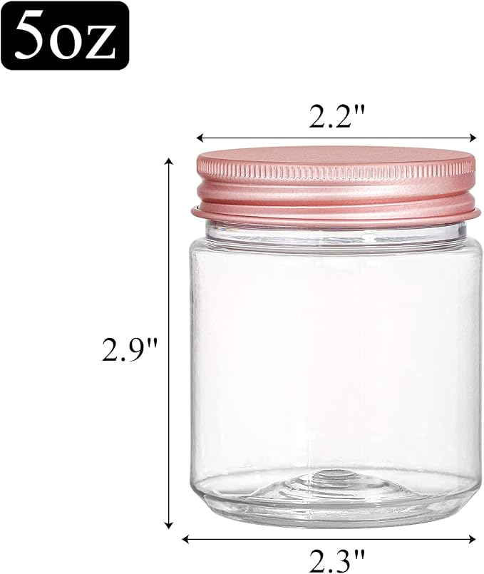 Fasmov 30 Pack 5 Ounce Clear Plastic Jars Containers with Rose Gold Lids, Round Empty Plastic Slime Storage Containers for Kitchen & Household Storage - BPA Free - Image 2