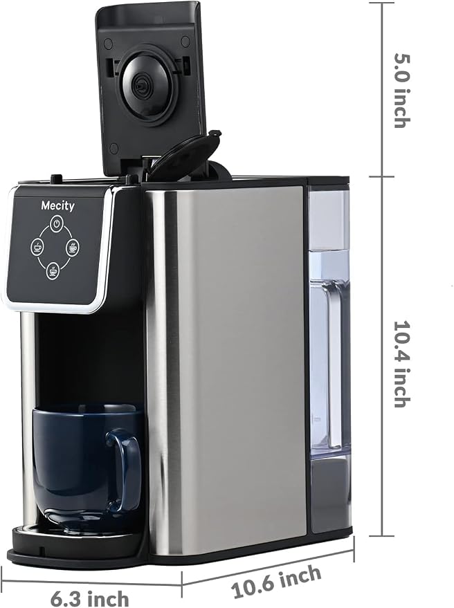 Mecity Coffee Maker 3 in 1 Single Serve Coffee Machine, Compatible with K cup Capsules, Instant Coffee Pot, Tea maker, 6,8,10 Oz Cup, Removable 50 Oz Water Reservoir, 120V 1150W - Image 7