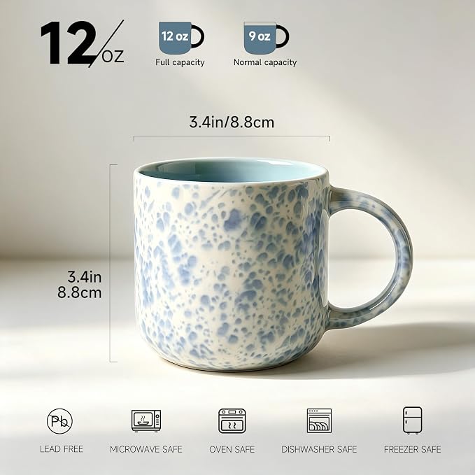 MONITO 12 OZ Coffee Mugs Set of 4, Modern Ceramic Coffee Mugs Set with handle for Tea/Latte/Cappuccino/Milk/Cocoa - Image 2