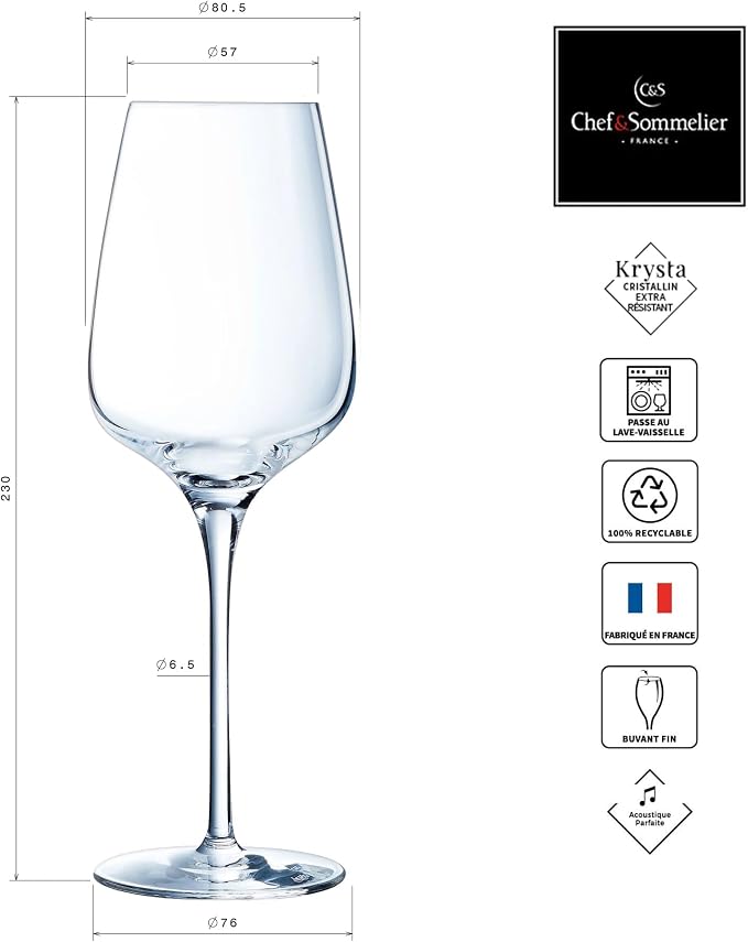 Chef & Sommelier - Sublym Collection - 6 stemmed Glasses 35 cl - Made in France - Reinforced Packaging - Image 5