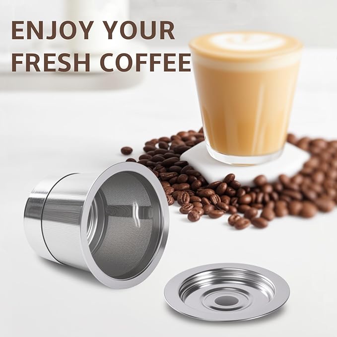 Reusable K Cups for Ninja Coffee Maker PB041 PB051 CFP101,304 Stainless Steel K Cups Filter,Reusable Coffee Pod Compatible with Ninja Single Serve & Dual Brew Coffee Maker,Eco-Friendly,BPA-Free,3PCS.
