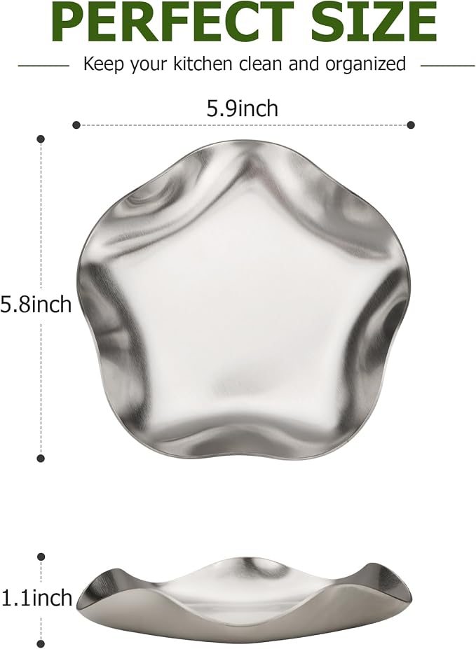 VanlonPro Stainless Steel Spoon Rest, Spatula Ladle Holder, Stainless Steel Utensil Spoon Rest Holder, Brushed Finish, Dishwasher Safe 5.9 Inch (Flower Silver 1PC) - Image 2