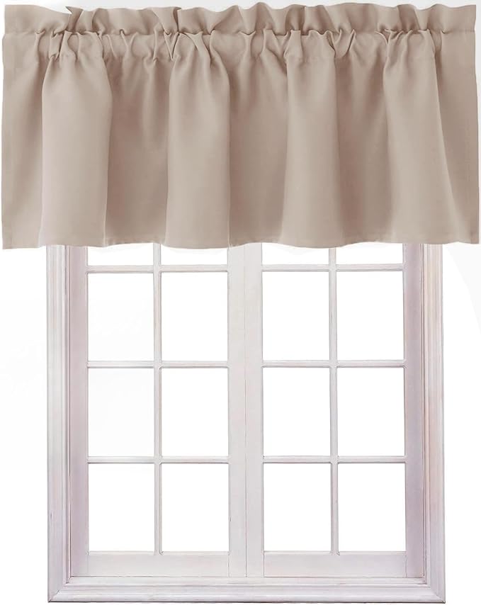 Hiasan Valance Curtains for Kitchen Blackout Thermal Insulated Solid Window Curtain Valance, Camel, 42 x 12 Inches, 1 Panel by Hiasan