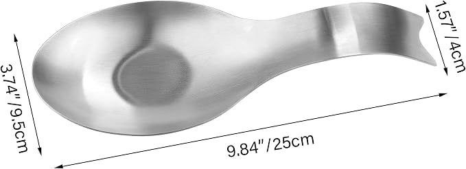 Stainless Steel Spoon Rest, Spatula Ladle Holder, Stainless Steel Utensil Spoon Rest Holder, Brushed Finish, Dishwasher Safe 3.8 x 9.4 Inch (Fish Shape Silver Color 1PC) - Image 2