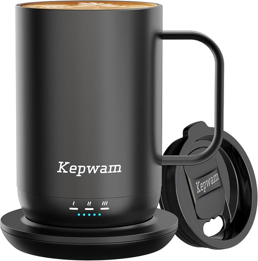 Kepwam Self-Heating Coffee Mug T1, 16oz Rechargeable Heated Coffee Mug, Smart Coffee Warmer Mug with App-Controlled,Advanced Temperature-Controlled Heating Coffee Gifts for Women Men Coffee Lover by Kepwam