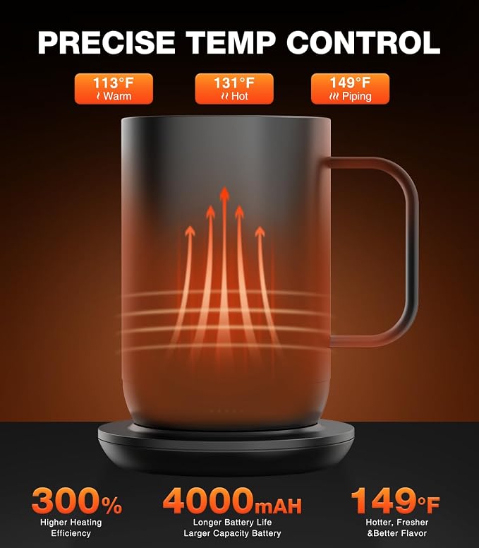 Kepwam Self-Heating Coffee Mug T1, 16oz Rechargeable Heated Coffee Mug, Smart Coffee Warmer Mug with App-Controlled,Advanced Temperature-Controlled Heating Coffee Gifts for Women Men Coffee Lover - Image 2