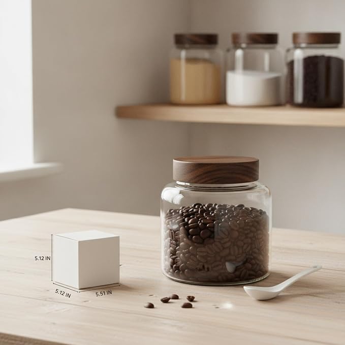 Easy-Access Borosilicate Glass Jar with Acacia Wood Lid for Quick Pantry Organization - Image 3