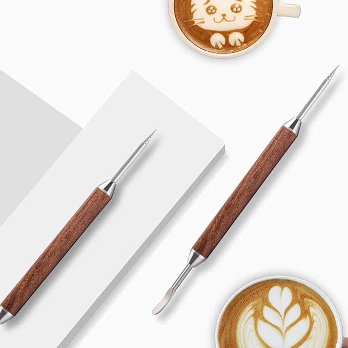 Double Head Coffee Needle Cappuccinos Lattes Arts Pen Coffee Tool Mixing Spoon Kitchen Coffee Tool