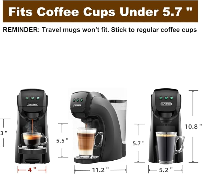 Warriors1 4-in-1 Coffee Maker & Espresso Machine for Pods & Ground, 20 Bar | Fits K Cup/Nespresso/Dolce Gusto Pods/Ground, 3 Cup Sizes & Custom Vol/Temp, 5.3" W for Kitchen/Office/Dorm, Durable PA66+GF - Image 9