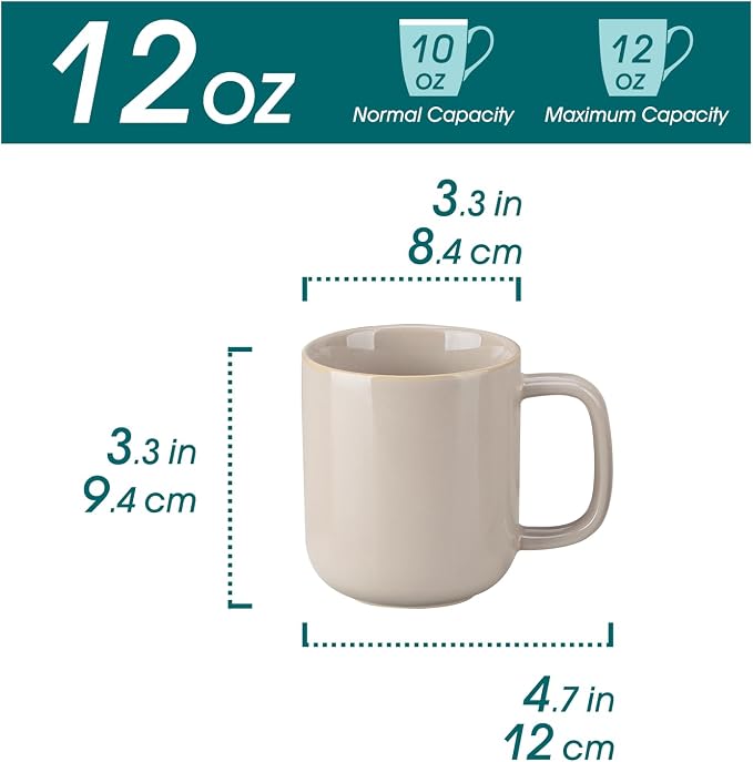 vancasso Coffee Mugs Set of 6, 12 Oz Ceramic Coffee Cups with Handle, Ceramic Unique Glaze Coffee Cup for Cappuccino, Latte, Tea, Cocoa, Dishwasher & Microwave Safe Gift Sets, Gray, Series PLAYA - Image 2
