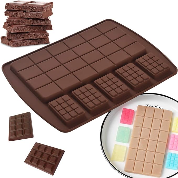 Newk Silicone Break Apart Chocolate Molds, Candy and Energy Bar Silicone Molds, Pack of 6