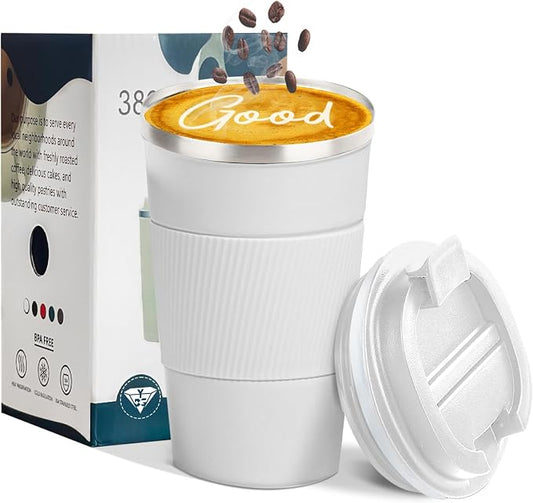 Insulated Travel Coffee Mug, Stainless Steel Coffee Cup with Leakproof Lid | Double-wall insulation keeps drinks hot or cold for hours, with a leakproof lid and portable stainless steel design by YINBAOGE
