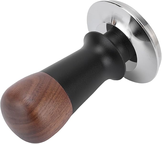 Walnut Wood Coffee Tamper with Stainless Steel Base, 58mm Precision Ground Coffee Tamper for Cafe & Home Brewing