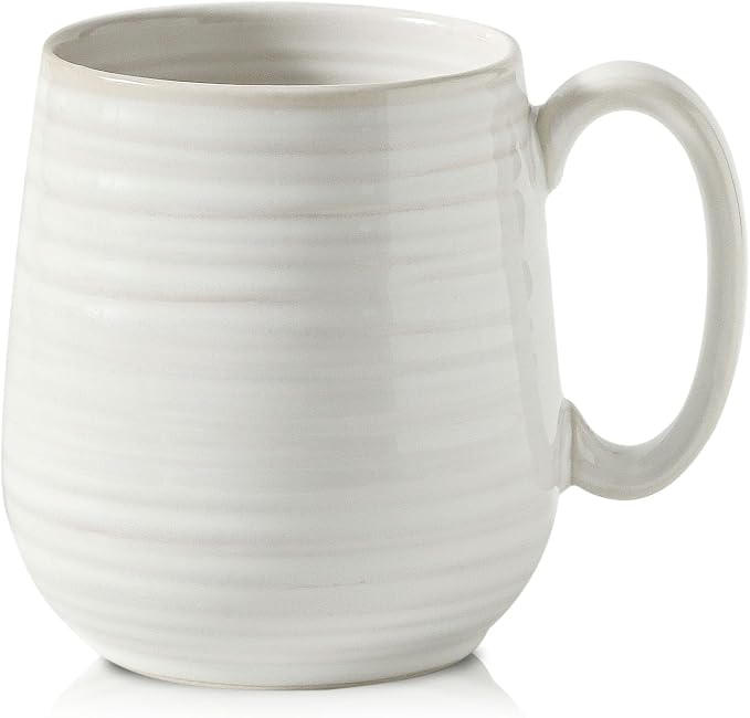 HASENSE Large Coffee Mug,20 oz Ceramic Tea Cup for Office and Home, Big Coffee Mug with Handle for Latte Coffee Tea Soup, Dishwasher and Microwave Safe, 1 PCS (Clay-Infused White) by Hasense